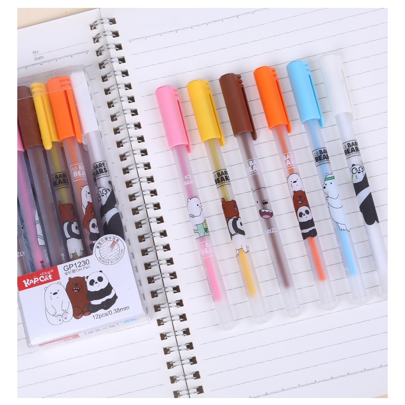 1 cây - Bút bi nước xoá được mực đen anh em gấu cute