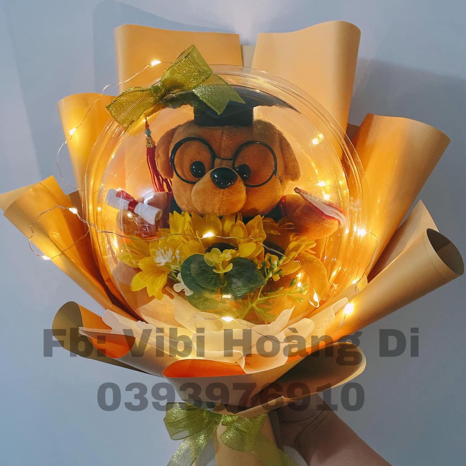 Hoa bong bóng tốt nghiệp, cử nhân có gấu bông siêu đẹp mika 🌻🌻