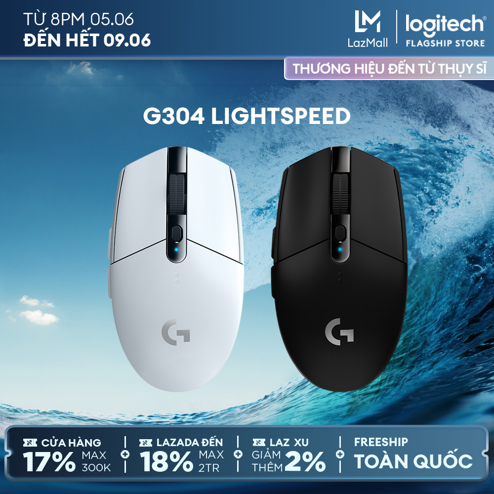 Chuột game không dây Lightspeed Logitech G304 - Cảm biến Hero, 12k DPI, nhẹ, 6 nút lập trình, on-board memory, pin 250h