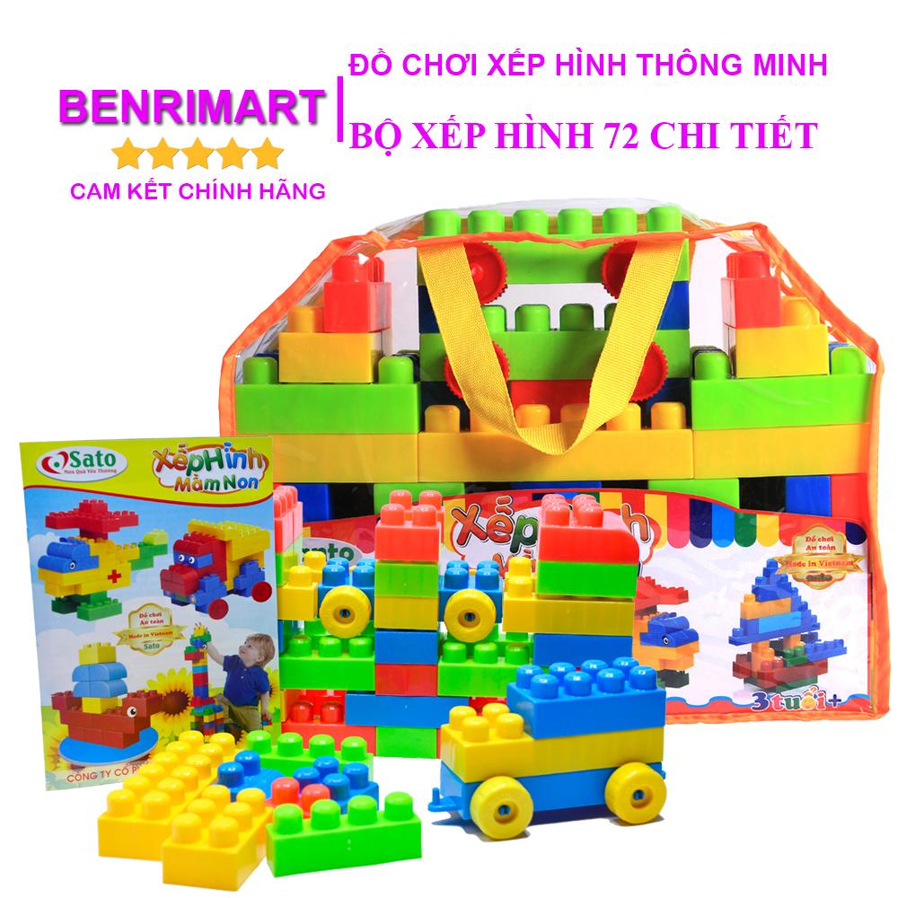 Đồ Chơi Xếp Hình Thông Minh 72 Chi Tiết Sato Có Túi Đựng Cho Bé,Bộ Ghép Hình
