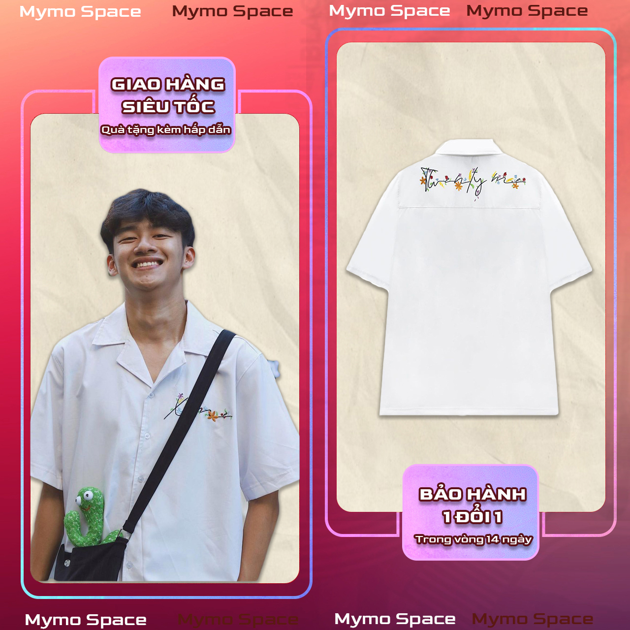 Áo Sơmi 20ME THÊU HOA MAI HAI MÀU TRẮNG ĐEN FULLTAG | Sơ Mi Lụa Mềm CNK 100% | CHUẨN CAO CẤP 1:1 LOCAL BRAND