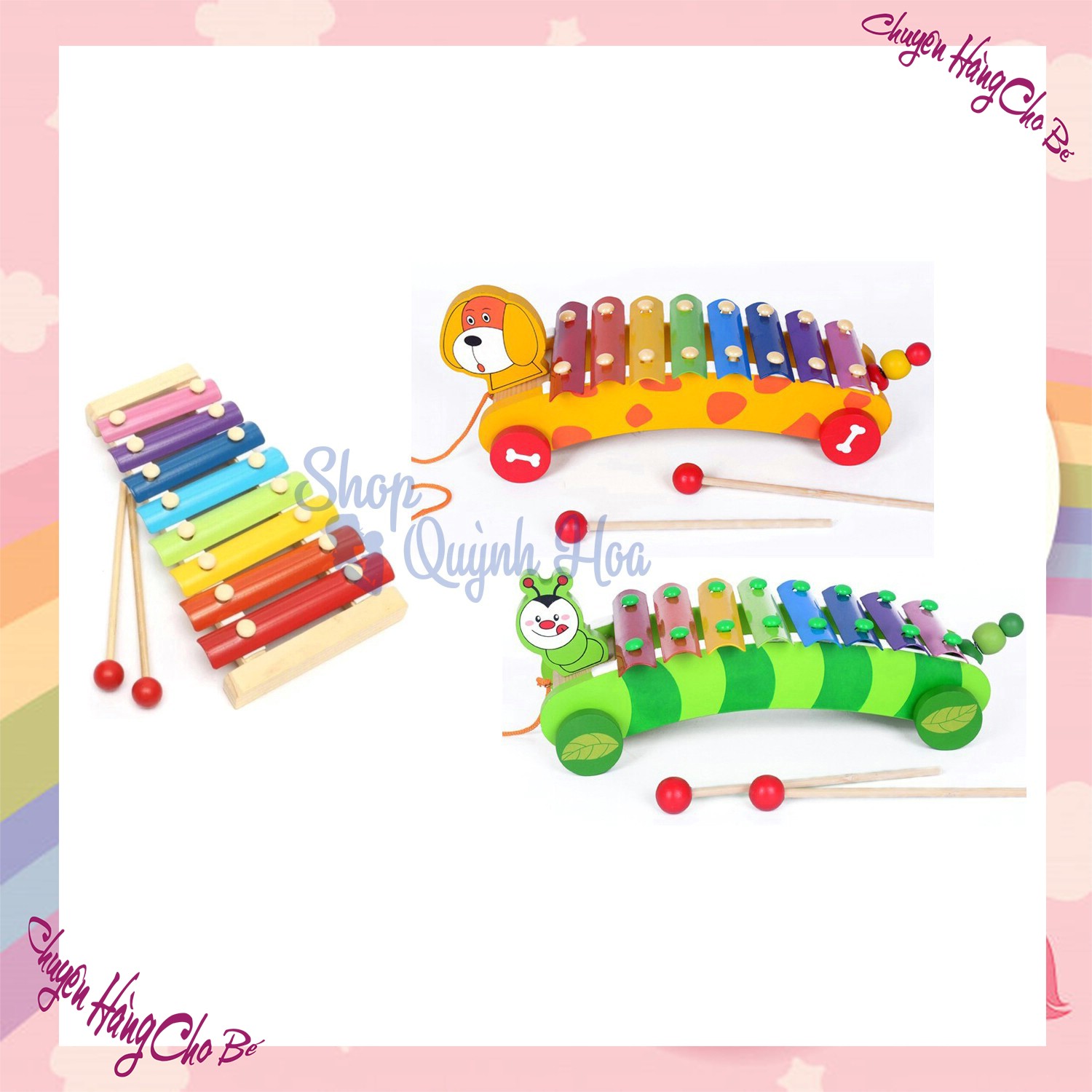 Đồ chơi âm nhạc - Đàn đồ chơi cho bé - Đàn gỗ 8 thanh - Đồ chơi giáo dục Montessori