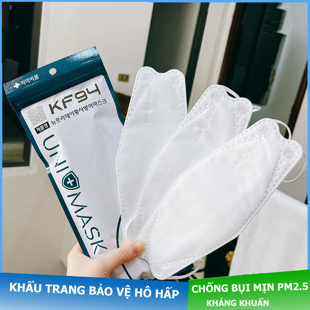 100 chiếc khẩu trang 4 lớp kf94 uni mask chống bụi mịn và kháng khuẩn tiêu chuẩn hàn quốc