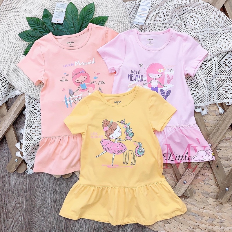 Váy, Đầm cộc tay Mùa Hè dáng xòe chất mềm, mát