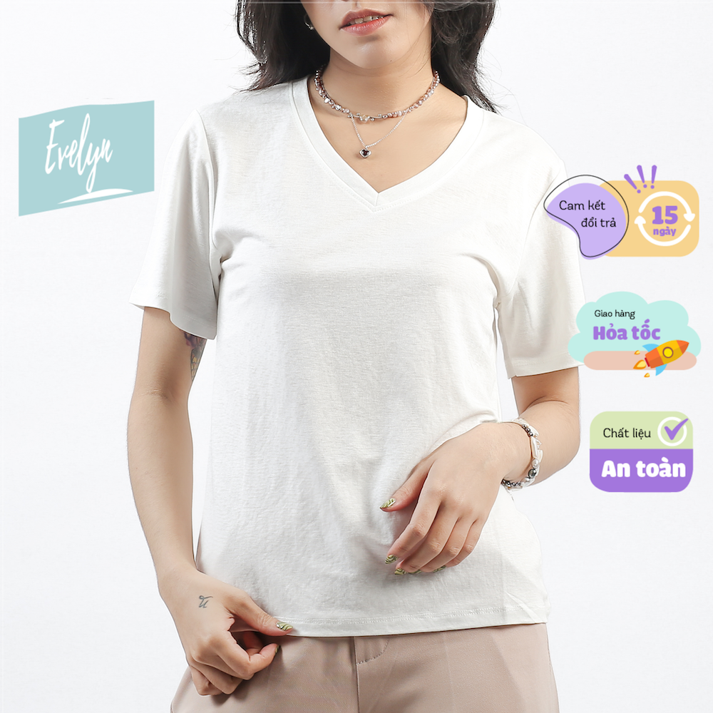 Áo phông nữ rộng cổ tim Evelyn kiểu dáng basic