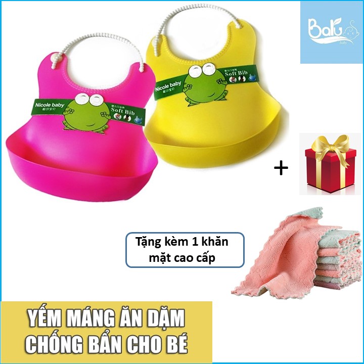 Yếm máng ăn dặm cho bé, yếm ăn dặm silicon-quần áo thời trang trẻ em cao cấp Baru