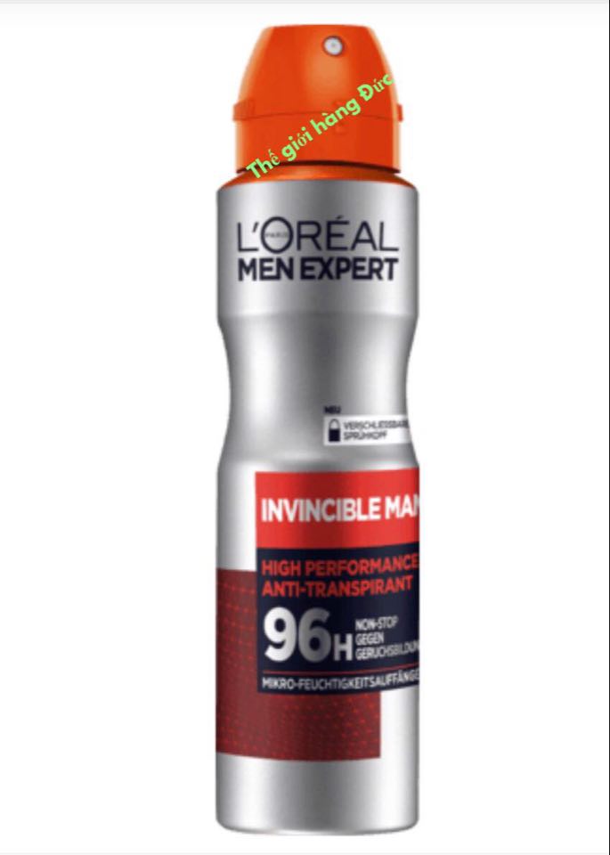 Xịt khử mùi cho nam L'oreal Men Expert Invincible Man 96h 150ml