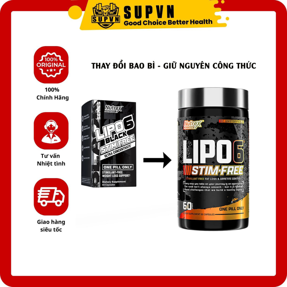 Lipo 6 stimfree - Hỗ trợ giảm cân đốt mỡ hiệu quả - Lipo6 stimfree Nutrex