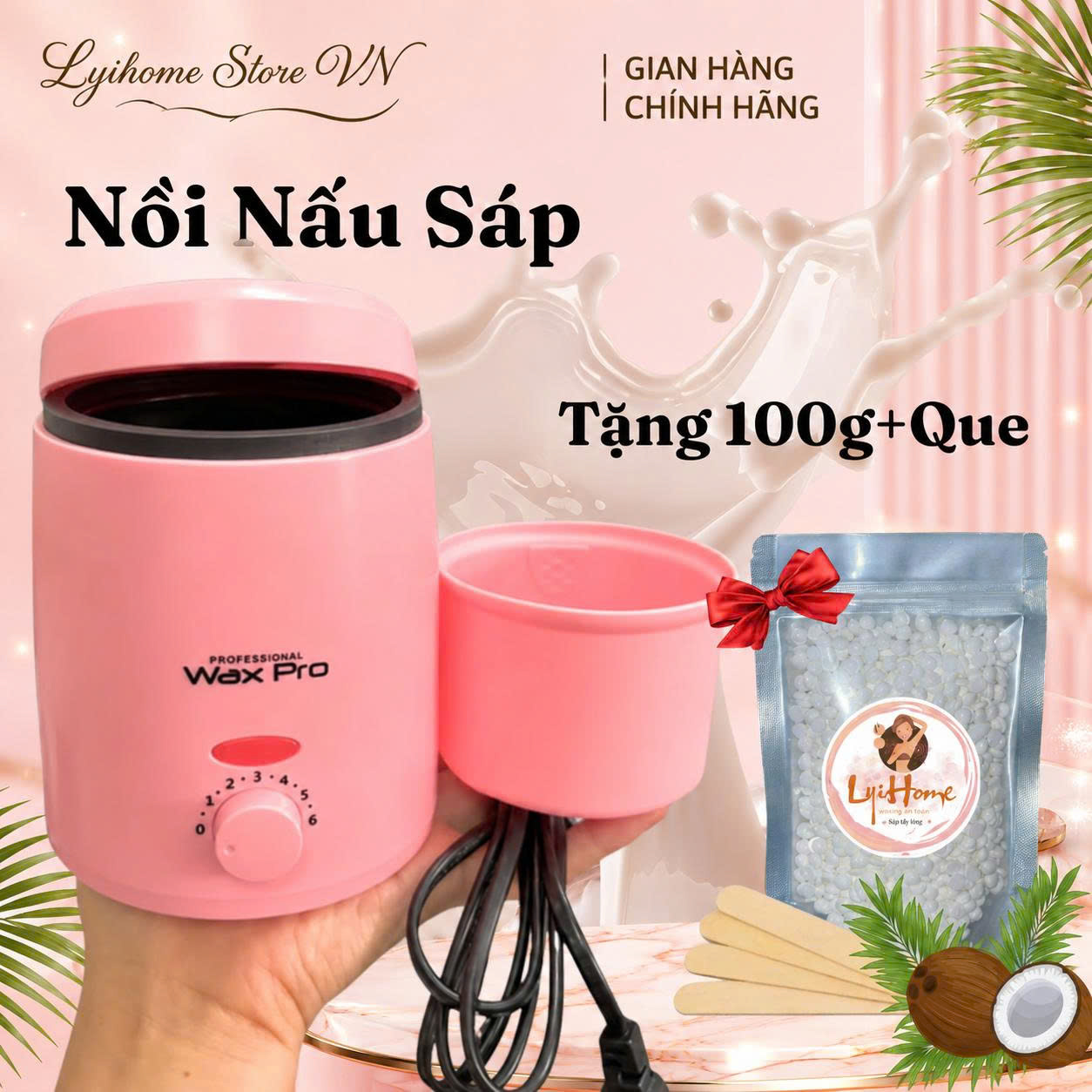 [NỒI TRỤ+100G] Sáp wax lông nóng cao cấp tự wax tại nhà, sáp wax nóng nhiều loại mùi thơm nhẹ chất sáp dẻo, hiệu quả nhanh tiết kiệm