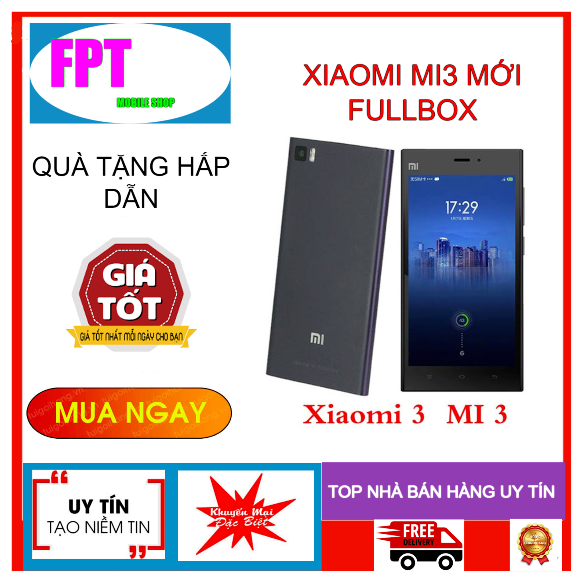 [HCM]Điện Thoại XIAOMI MI3 - XIAOMI MI 3 ram 2G/16G Có Tiếng Việt Máy Xin Fullbox