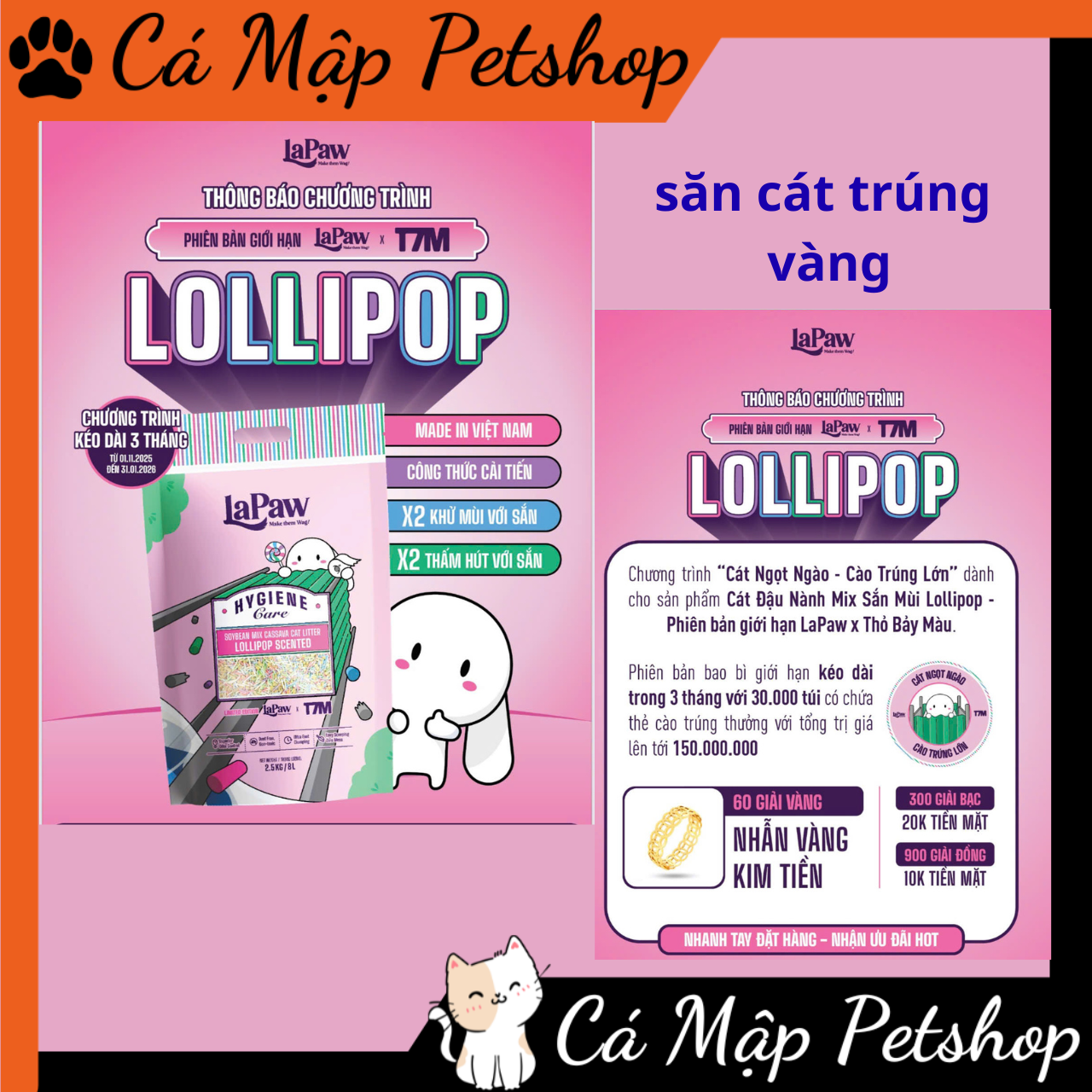 Cát đậu nành cho mèo Lapaw, Cát Lapaw đậu nành cho mèo Túi 7L-2.5kg