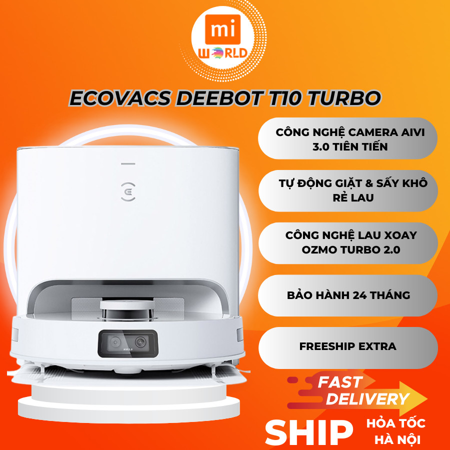 Robot hút bụi Ecovacs Deebot T10 Turbo tự giặt giẻ