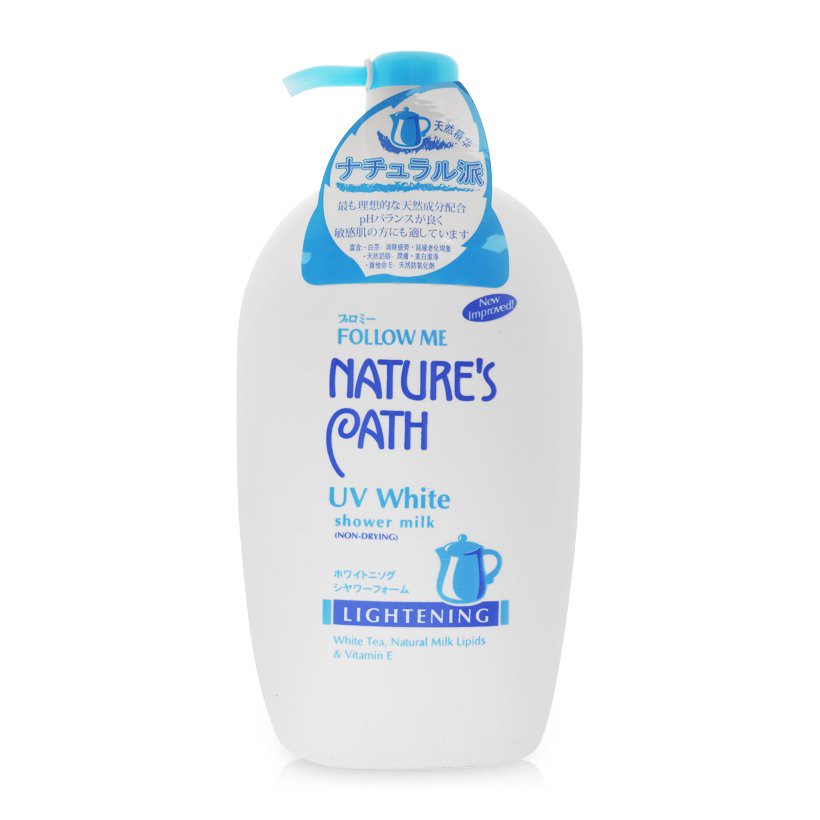 Sữa tắm nhật bản follow me nature's path uv white lightening - 1000ml - xanh combo 3 chai