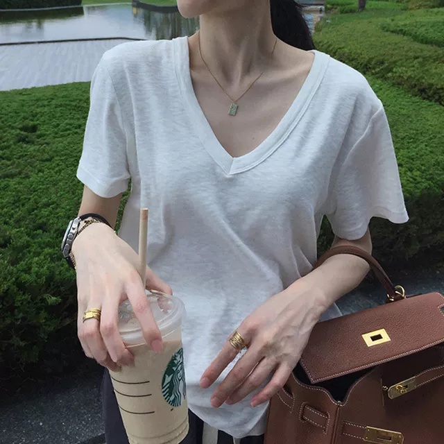 Áo phông giấy cổ tim siêu mát