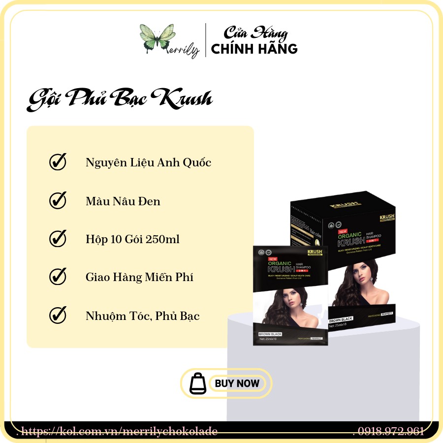 Hộp dầu gội nhuộm tóc hữu cơ krush - màu nâu đen.