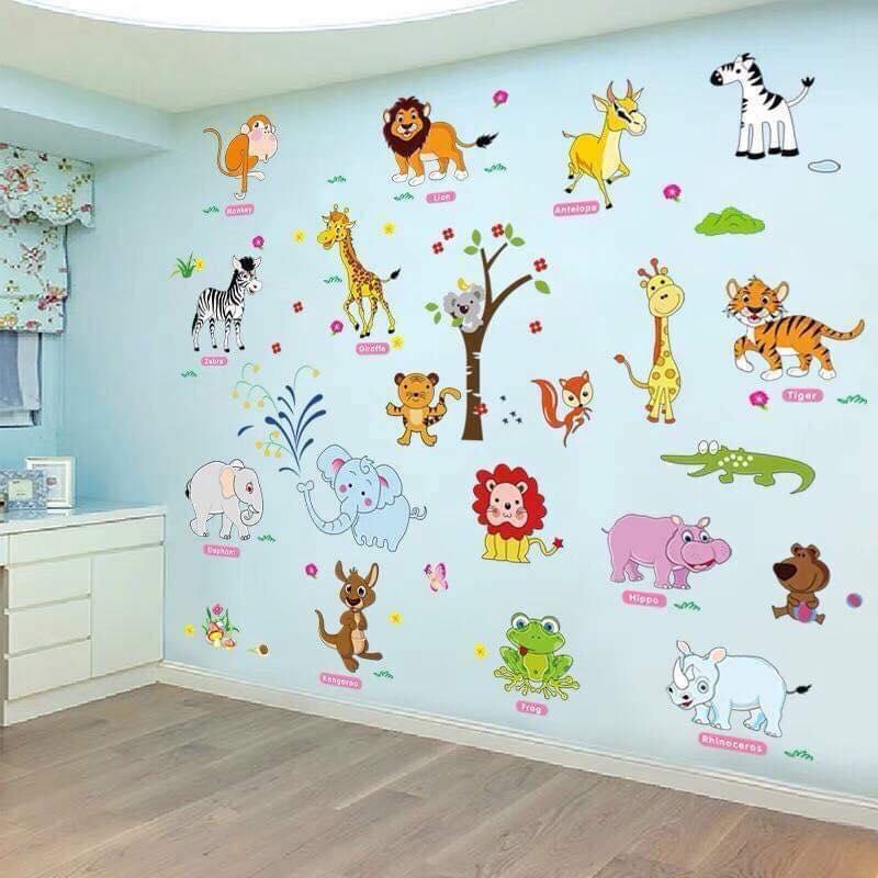 Decal dán tường Vườn thú tiếng anh- T25-kiddecals