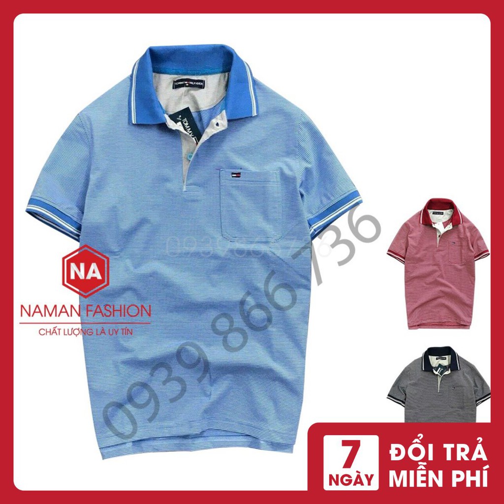 Áo thun nam polo phối màu trẻ trung nặng động chất liệu cotton cao cấp