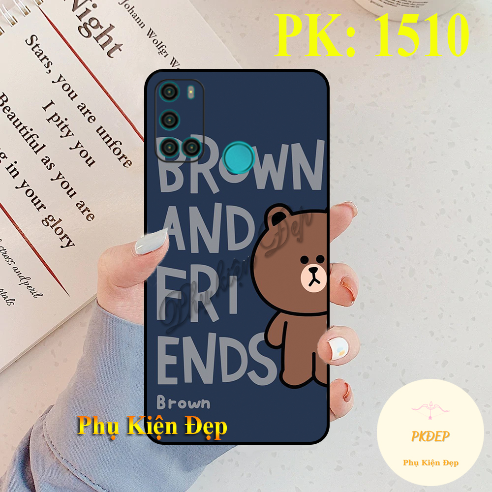 Ốp lưng vsmart joy 4 dẻo đen in hình bst gấu nâu cute
