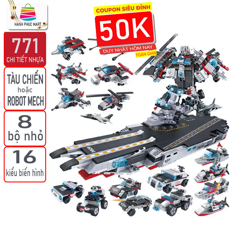 Đồ chơi lắp ráp trẻ em bằng nhựa ABS an toàn - Mô hình Tàu chiến MECH và SIEU ROBOT BẢO VỆ TRÁI ĐẤT Quà tặng sinh nhật, quà tặng bé trai