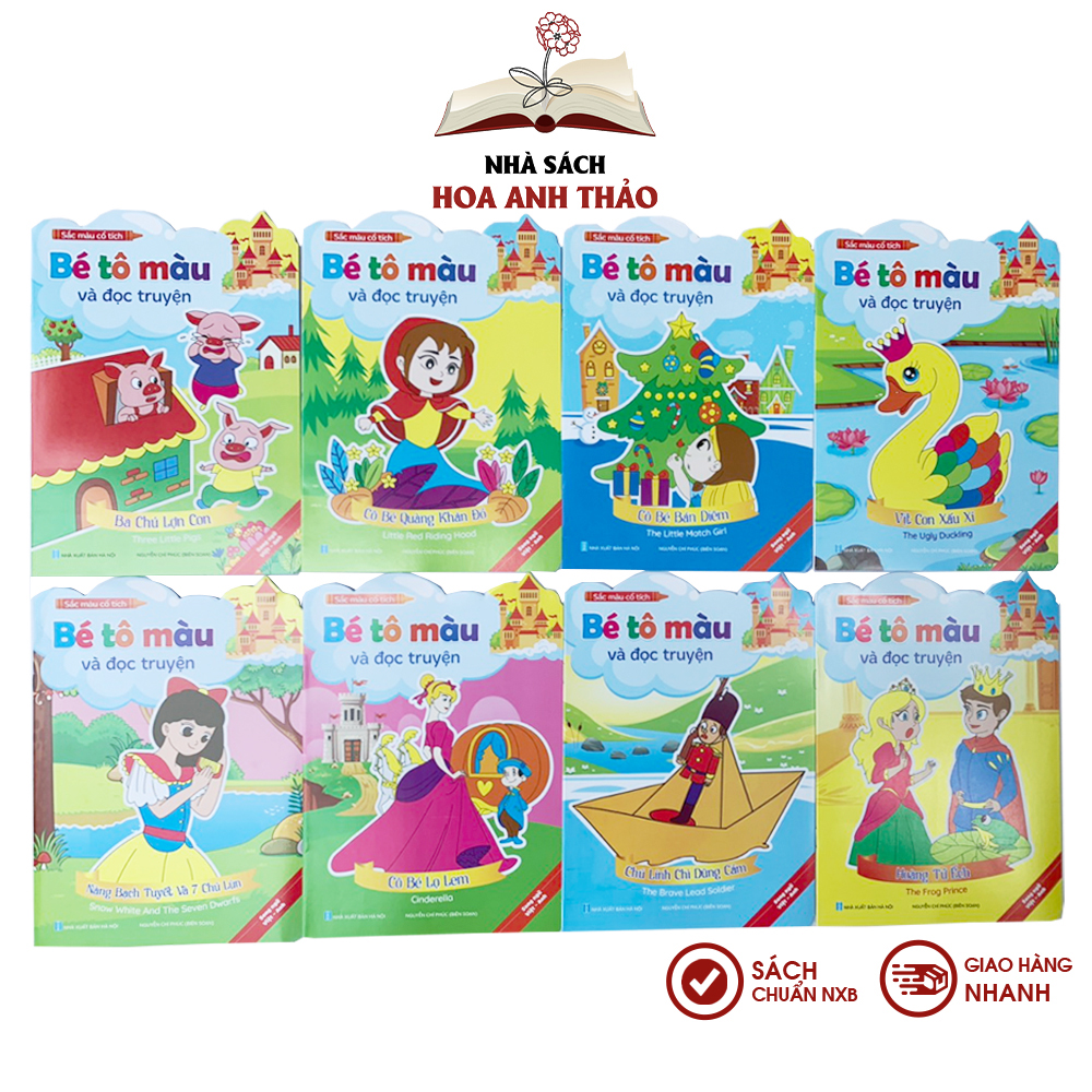 Sách - Bé tô màu và đọc truyện song ngữ Việt Anh (Bộ 8 quyển)