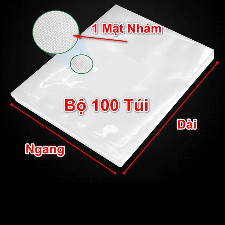 túi hút chân không 1 mặt nhám (bộ 100 túi), hạt nhám sần mịn hút và hàn dễ dàng