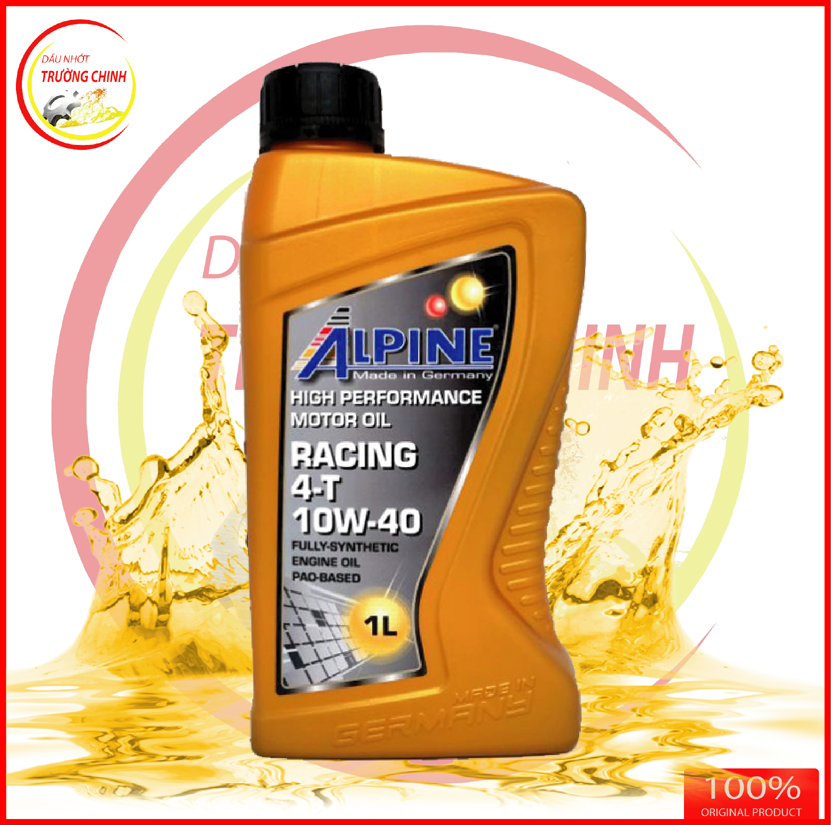 Nhớt Alpine racing 4T 10W40 fully synthetic dành cho moto, phân khối lớn nhập khẩu Đức