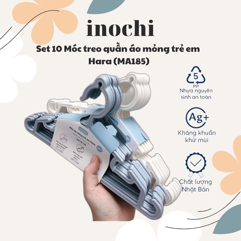 Set 10 Móc Nhựa Treo Quần Áo Trẻ Em Inochi Hara