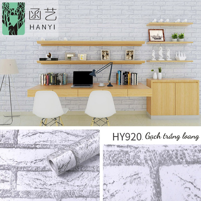 5m giấy dán tường sẵn keo gạch trắng viền xám loang gdt0043