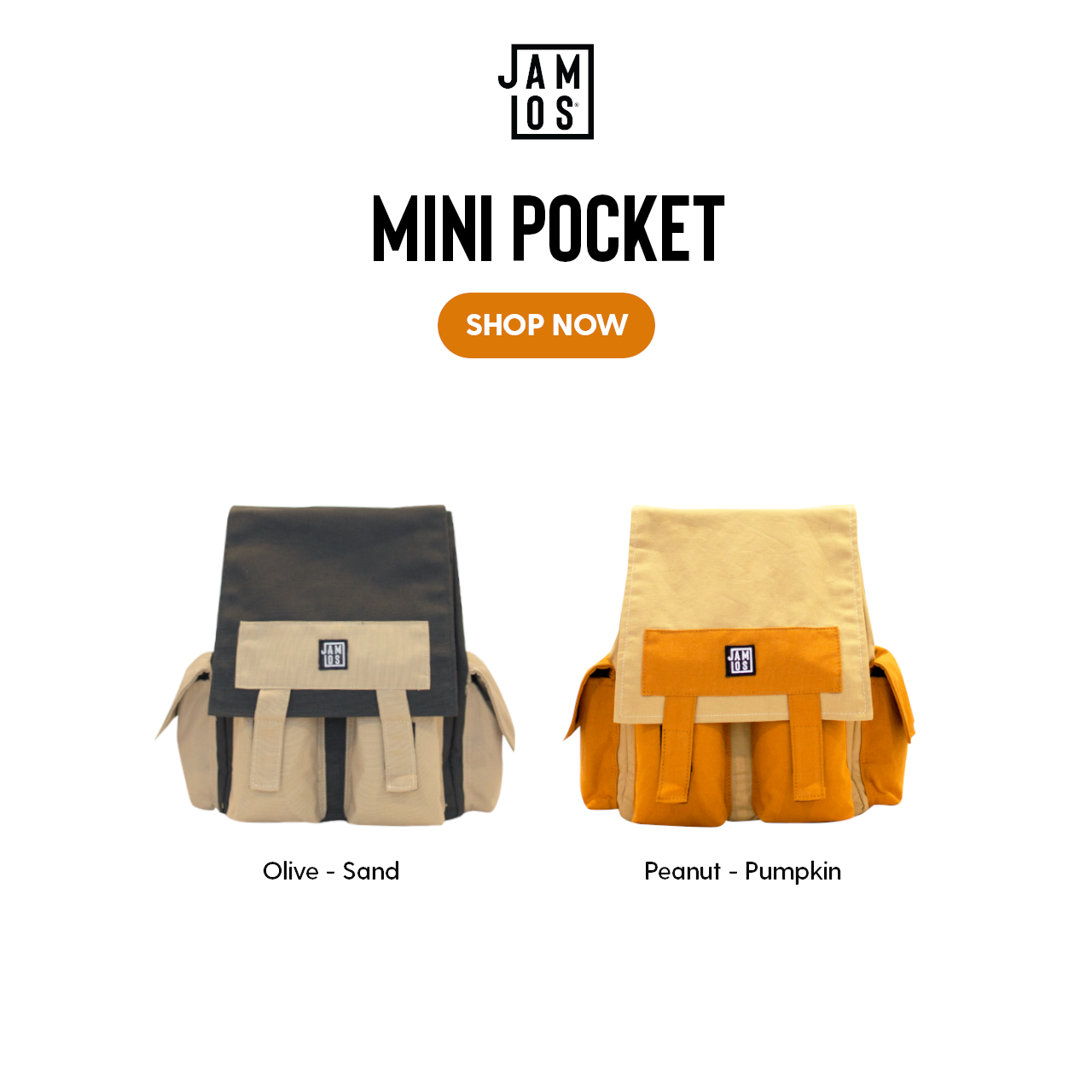 JAMLOS Mini Pocket Backpack - Balo thời trang nhiều ngăn nhỏ gọn vải canvas