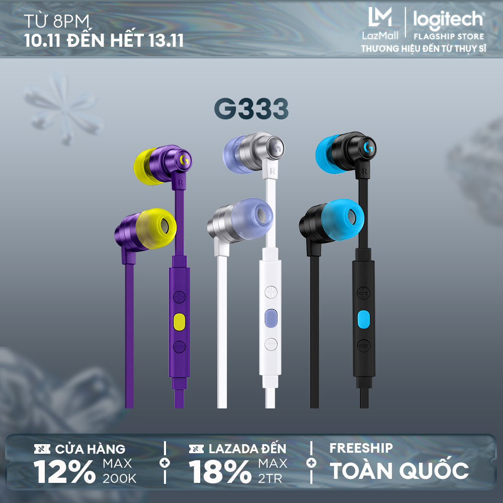 [Voucher 15% - 22.04] Tai nghe game in-ear Logitech G333 - màn loa động kép Dual Driver, độ bền cao,