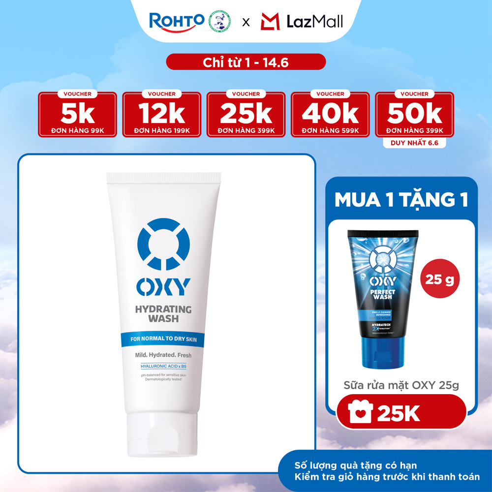 Sữa rửa mặt cho nam Oxy sạch dịu nhẹ, giảm khô căng dạng gel Oxy Hydrating Wash 100g
