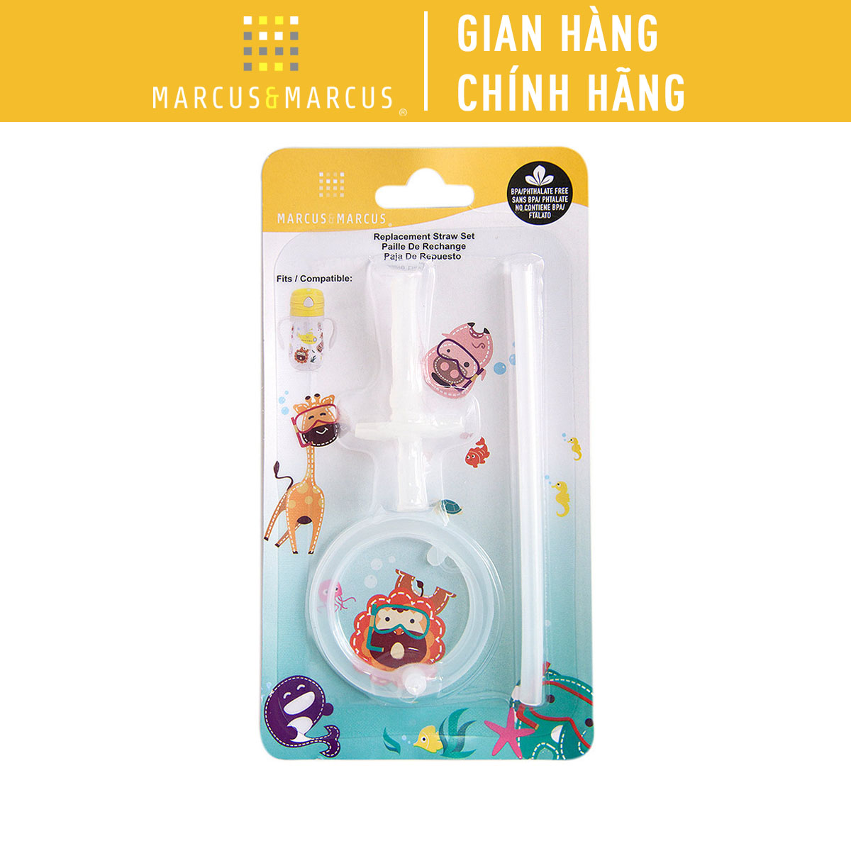 Bộ Ống Hút Thay Thế Bình Uống Nước Tritan Marcus & Marcus