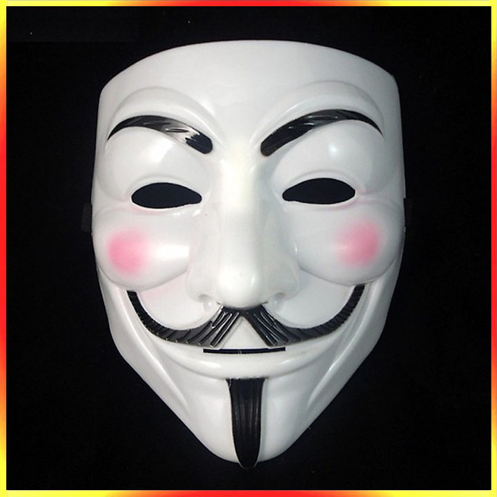 Mặt nạ Hacker - Anonymous có kẻ mắt - mặt nạ hóa trang halloween màu trắng chất liệu an toàn thích hợp hóa trang vào các dịp lễ