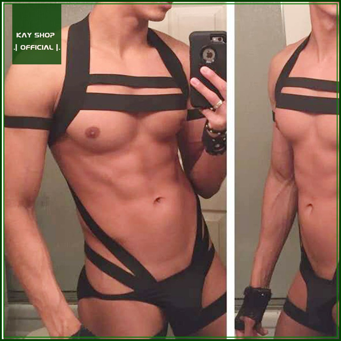 Set Đai ngực liền quần lót dây sexy không tách rời -  Jockstrap khoe mông khoe ngực