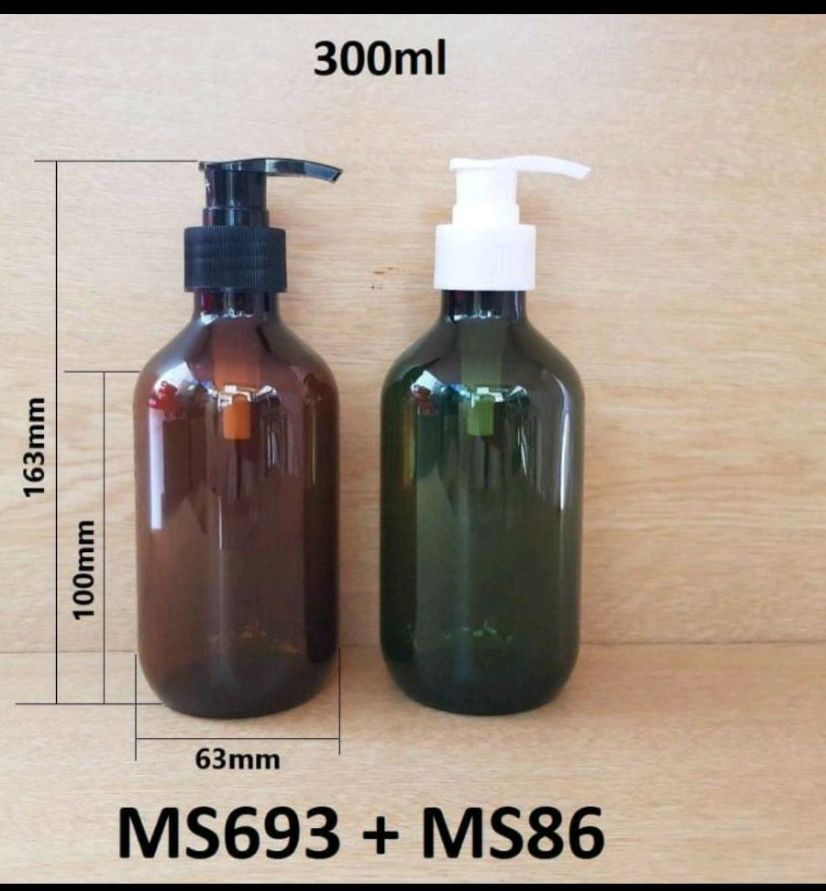 Chai dầu gội nâu xanh vòi nhấn đen-trắng, chai 300ml