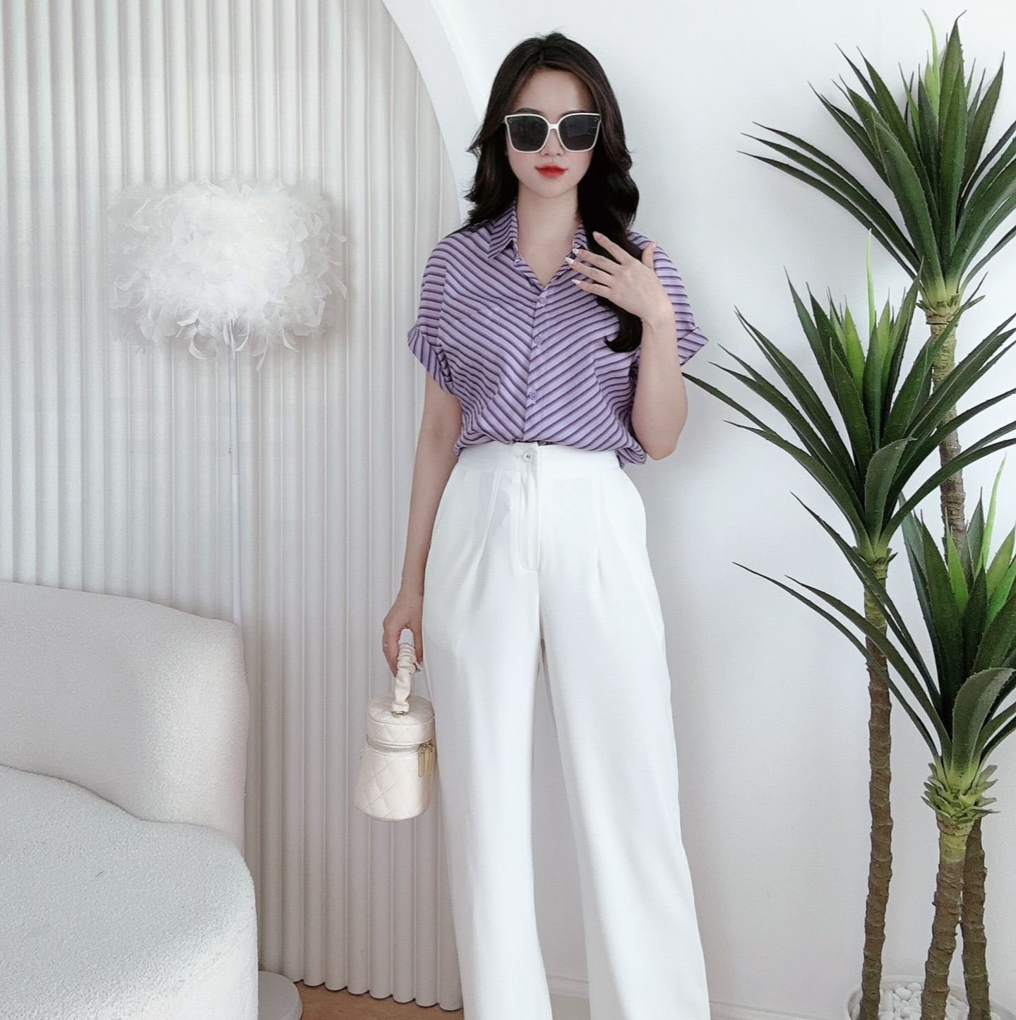 Áo sơ mi nữ tay ngắn công sở basic trẻ trung lich sự chất liệu mềm mịn ít nhăn Mina Clothes