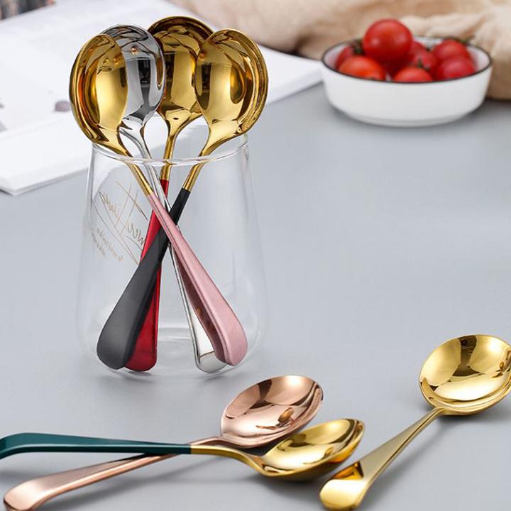 Set 5 thìa mạ vàng cao cấp,Phụ kiện bàn ăn,Thìa muỗng ăn cơm
