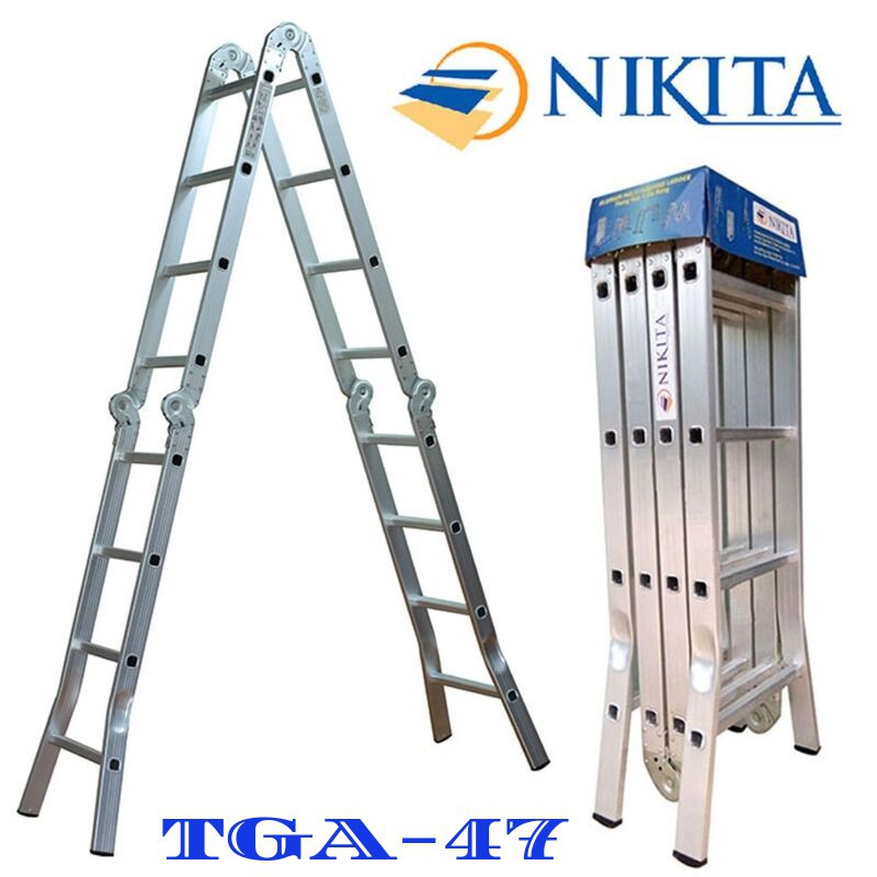 [HCM]Thang Nhôm Gấp 4 Đoạn Nikita [Chữ I: 47M Chữ A: 2.3M Nik44A Nhật Bản