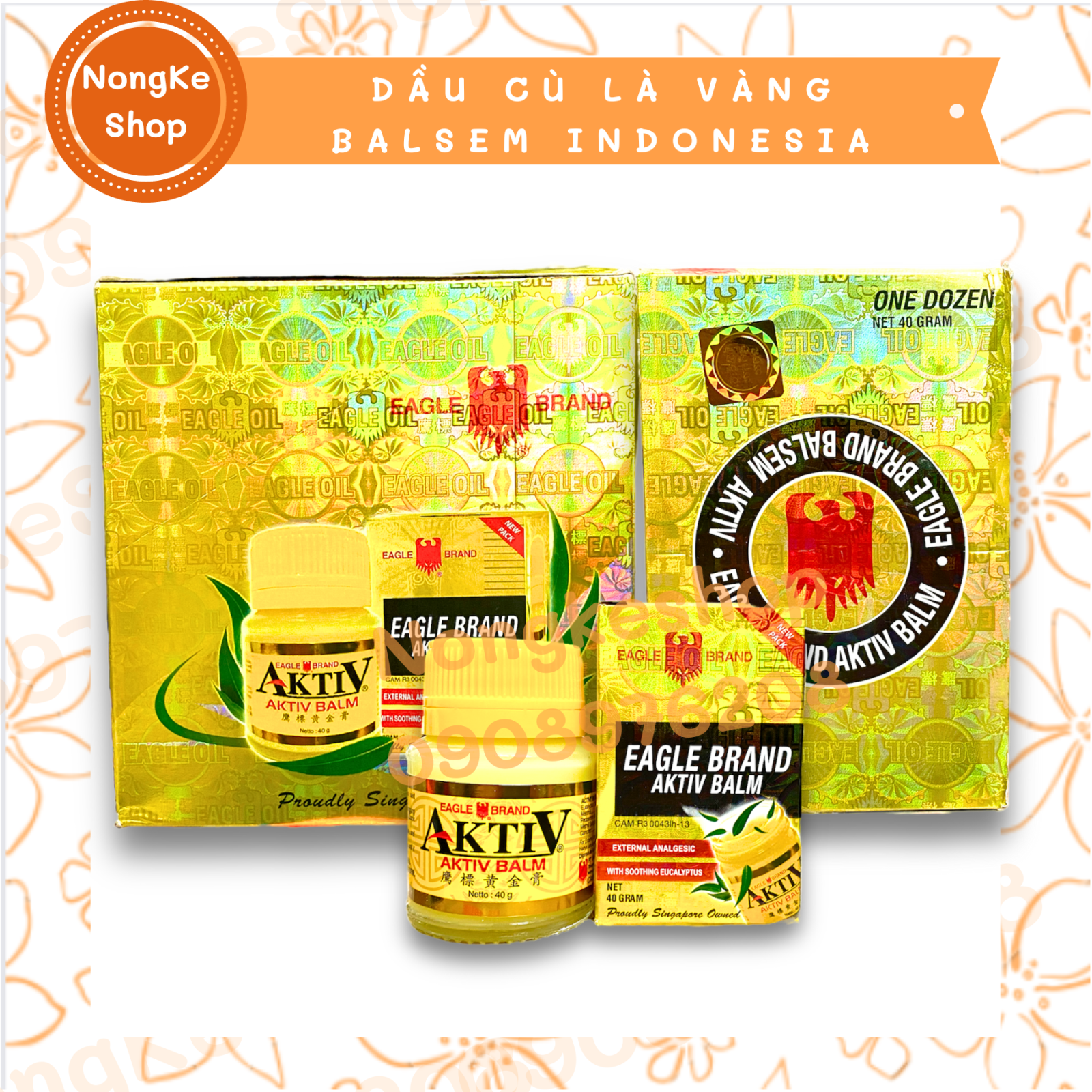 Lố 12 chai dầu cù là vàng balsem indonesia
