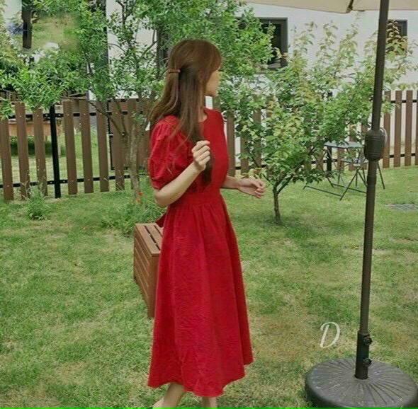 Váy đầm nữ tay phồng cột nơ tiểu thư