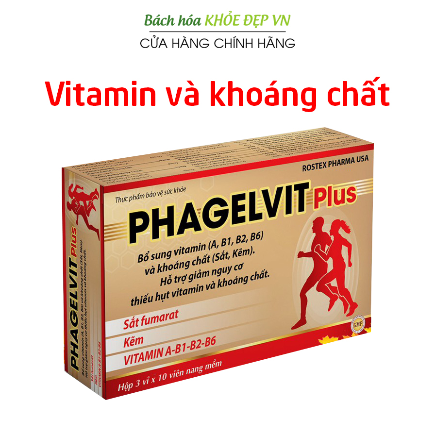 Viên uống Vitamin tổng hợp và khoáng chất Phamagel Plus bồi bổ cơ thể, tăng cường sức khỏe - Hộp 30 viên