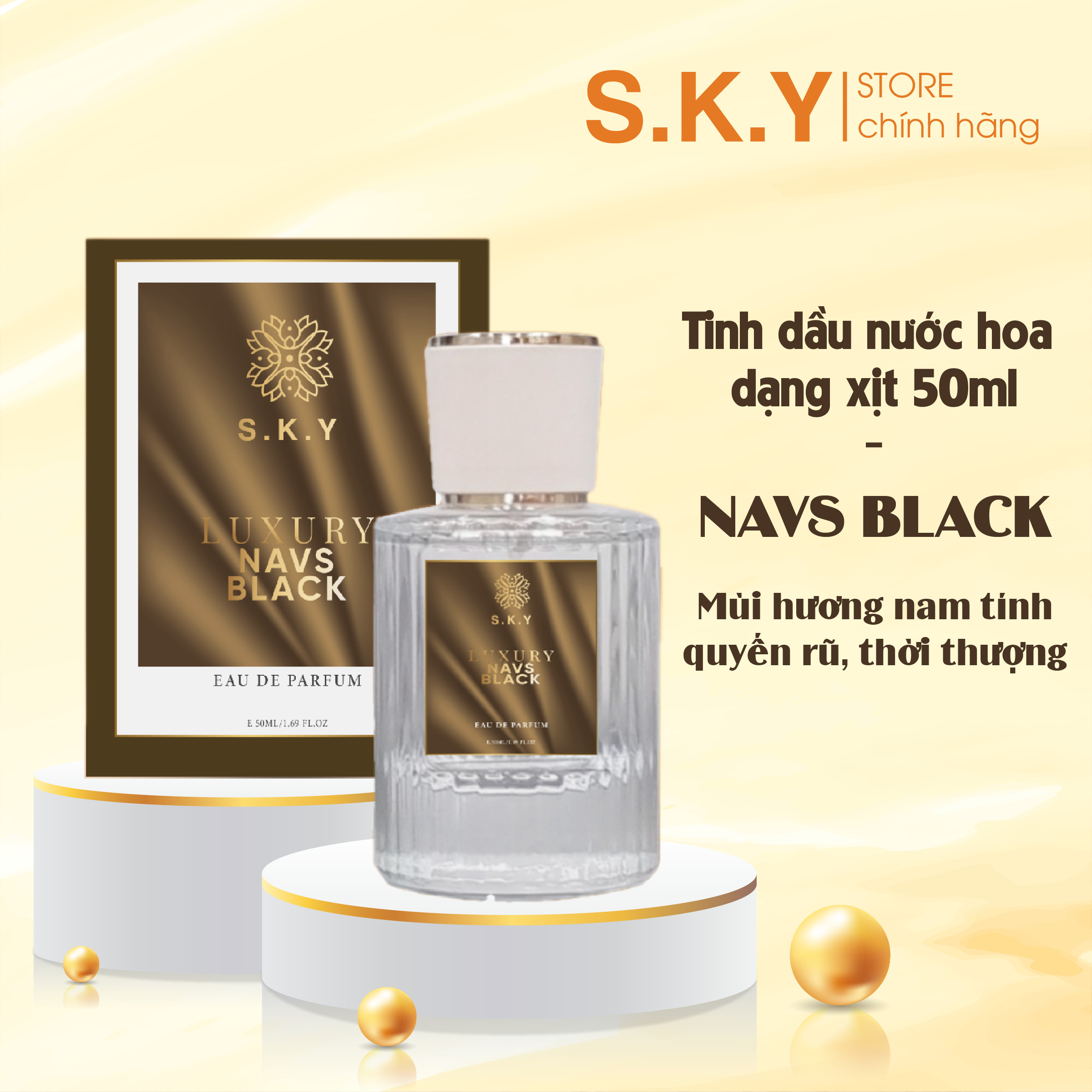 [Chính Hãng] Nước Hoa Tinh Dầu Pháp - Tinh Dầu Nước Hoa Pháp 50ml Sky Hương Navs Black Hương Into Th