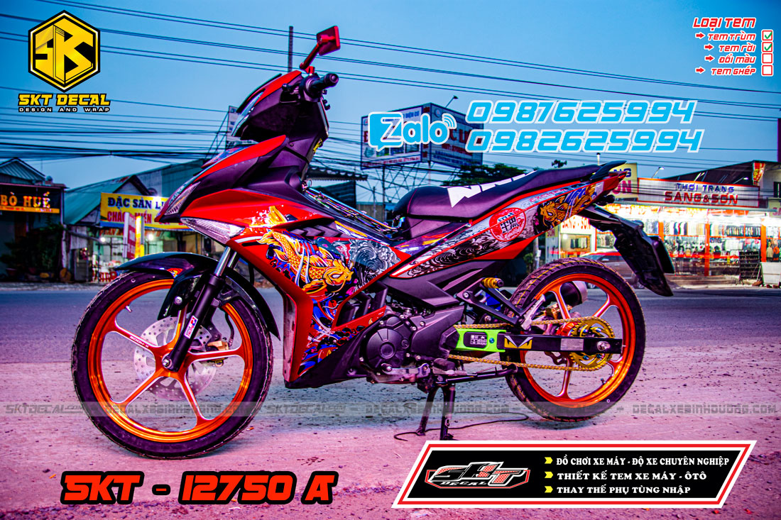 tem rời xe exciter 150 đỏ bạc cá chép