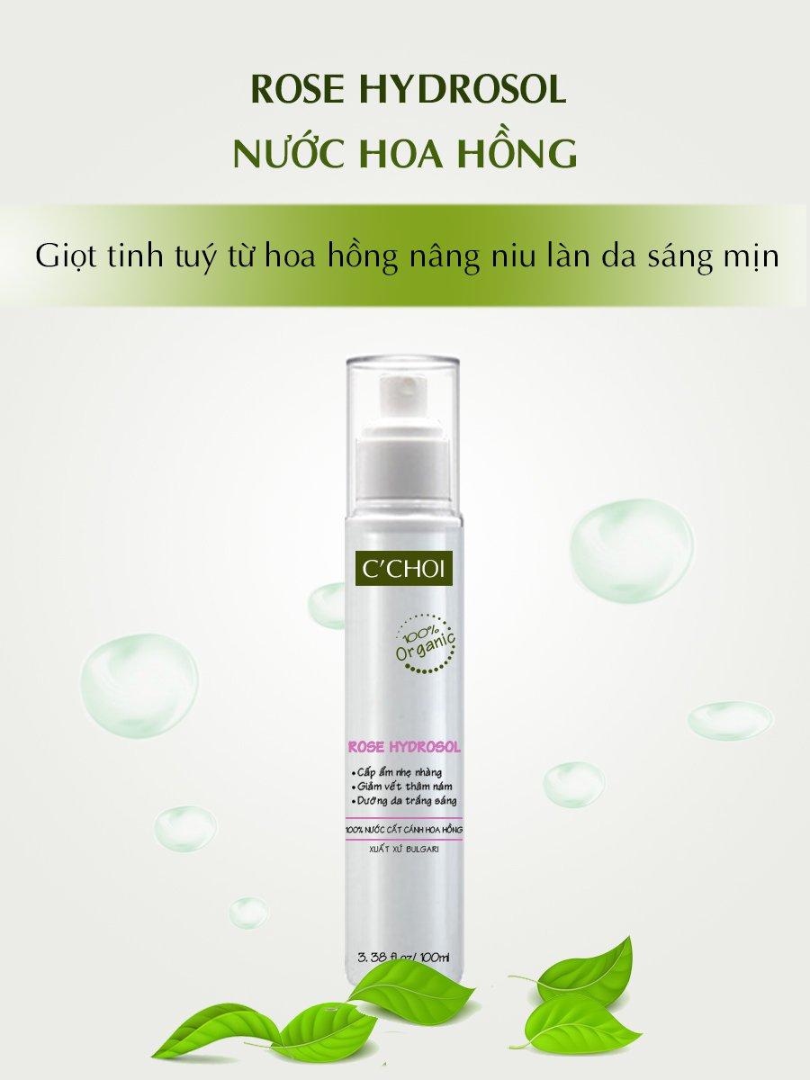 Nước hoa hồng 100% tinh chất hoa Hồng - Cchoi Mỹ phẩm thiên nhiên