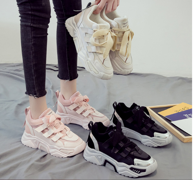 Giày thể thao nữ học sinh dây to cột độn đế trẻ trung giày Hot 2021 HH2