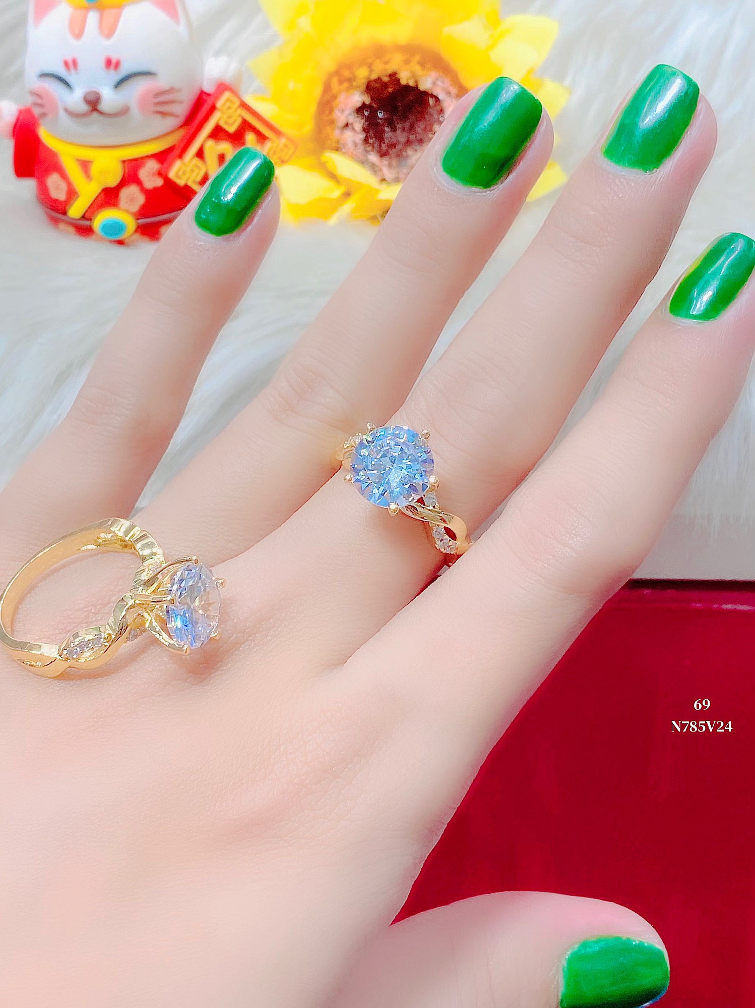 Nhẫn nữ mạ vàng kiểu xoắn đính đá hột đỏ , hột trắng mạ vàng 18k or bạch kim 250822 - Nhẫn nữ đẹp - Nhẫn nữ phong cách dễ thương, sang trọng- Tubicony- Bao hoàn tiền, Bao đổi trả trong 07 ngày