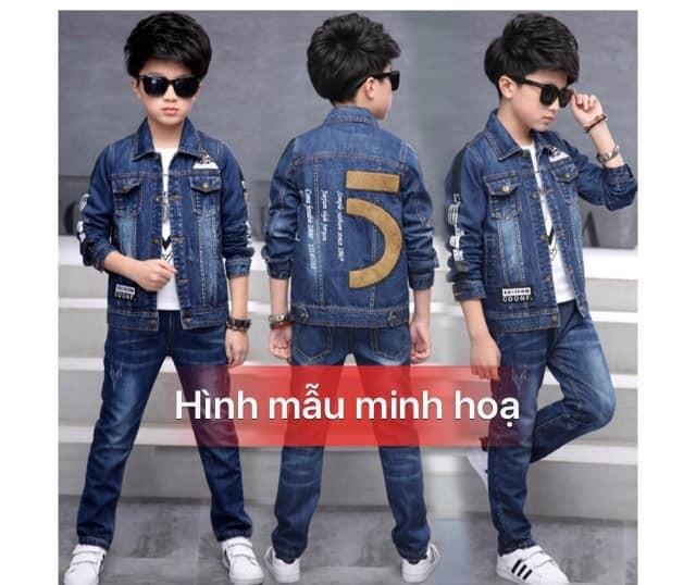 Áo khoác jean bé trai số 5, chất jean nhập cao cấp, sang chảnh cực men 18-52Kg - Hàng VNXK