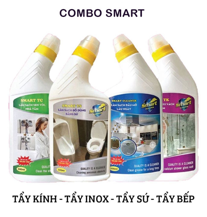 Nước tẩy rửa Smart Tẩy rửa dầu mỡ lâu ngày tẩy đồ sứ sen vòi inox cặn canxi trên vách kính