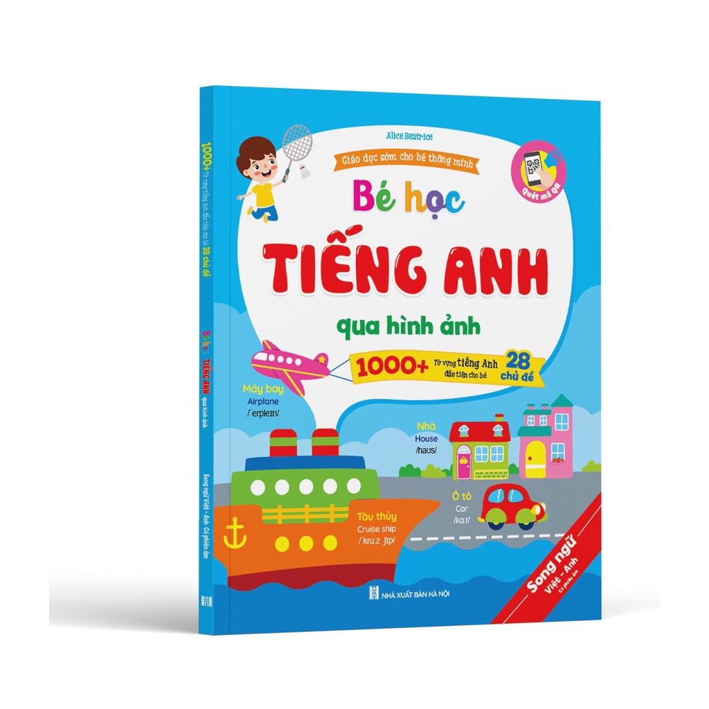 Sách - bé học tiếng anh qua hình ảnh - 1000+ từ vựng tiếng anh với 28 chủ đề - file nghe quét mã qr