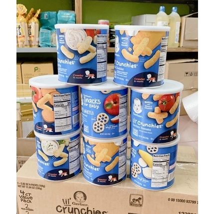 Bánh Gerber lùn Lil' Crunchies phô mai dạng que, đồ ăn dặm Gerber cho bé từ 8 tháng tuổi